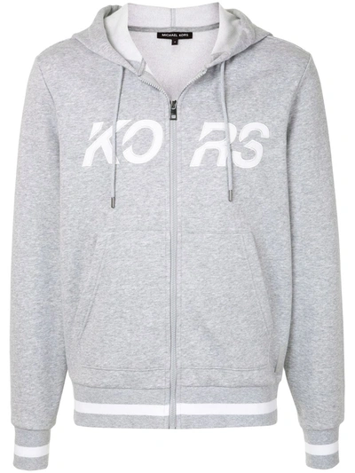 Michael Kors Logo Print Hoodie In Grey