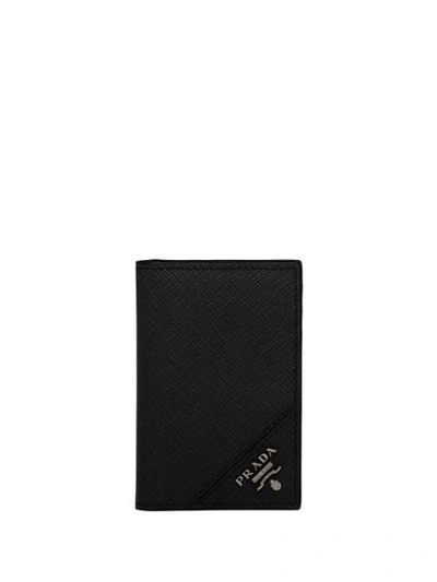 Prada Saffiano Bi-fold Wallet In Black