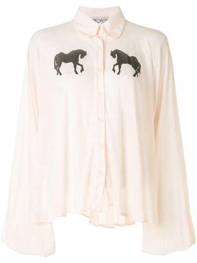 Wildfox Horse-print Blouse In White