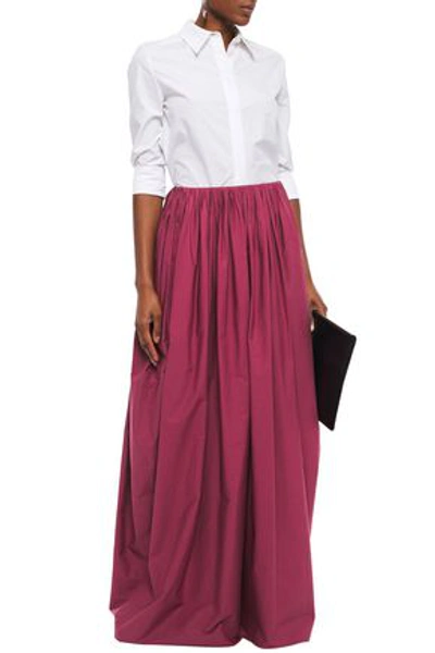 Brunello Cucinelli Pleated Cotton-poplin Maxi Skirt In Plum