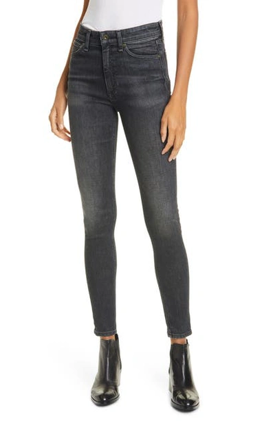 Rag & Bone Nina Distressed Faded High-rise Skinny Jeans In Royal Oak