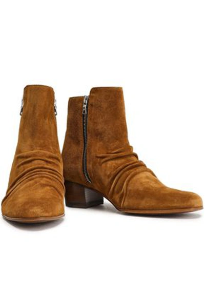 Amiri Gathered Suede Ankle Boots In Brown
