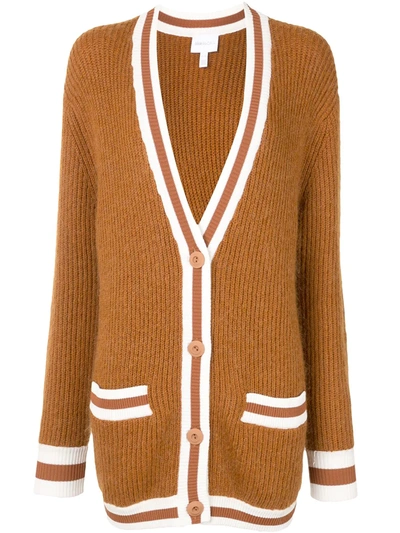 Alice Mccall Get The Blues Ribbed Knit Cardigan In Brown