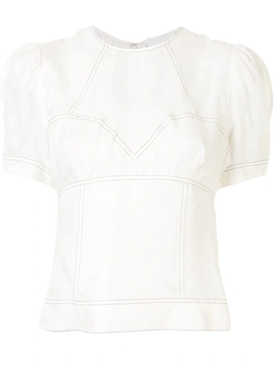 Alice Mccall Eyes On You Puff Sleeve Top In White