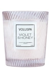 Voluspa Macaron Classic Textured Glass Candle, 6.5 oz In Violet And Honey