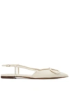 Valentino Garavani Vlogo Slingback Ballerina Shoes In White