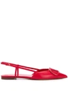 Valentino Garavani Vlogo Leather Slingback Ballet Flats In Red