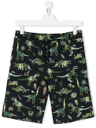 Paul Smith Junior Kids' Dinosaur-print Track Shorts In Blue