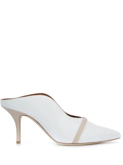 Malone Souliers Constance 85 Croc-effect Leather Mules In White