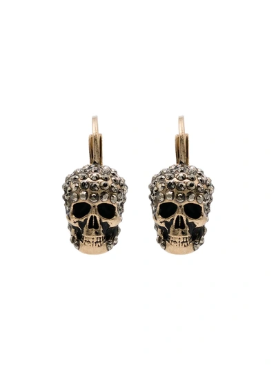 Alexander Mcqueen Womens Gold Skull Gold-toned Brass And Crystal Earrings