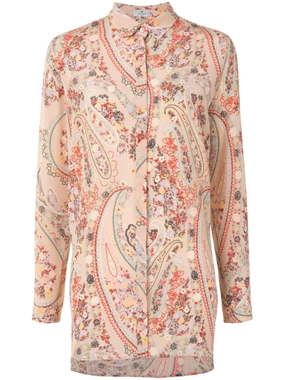 Etro Camicia Altai N Seta Con Stampa Paisley In Beige