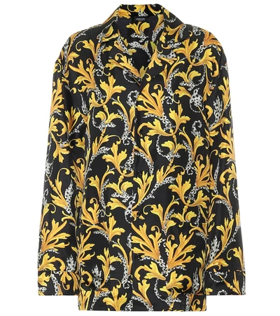 Versace Baroque Print Silk Shirt In Black