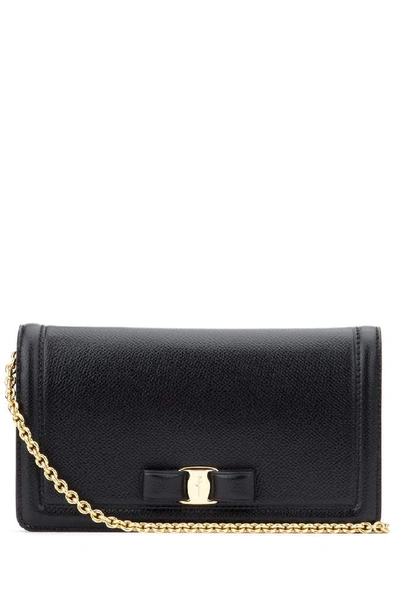 Ferragamo Salvatore  Vara Bow Clutch Bag In Black