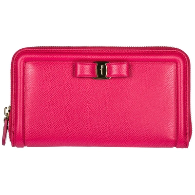 Ferragamo Salvatore  Vara Bow Zipped Wallet In Pink