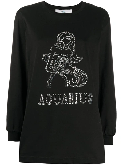 Alberta Ferretti Aquarius Crystal-embellished Sweatshirt In Black