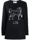 Alberta Ferretti Leo Embellished Long Sleeve Top In Black