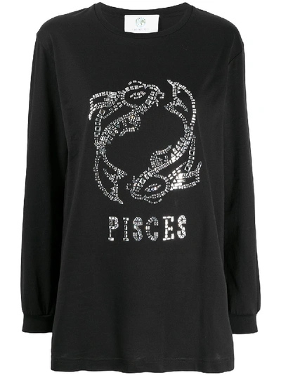 Alberta Ferretti Pisces Crystal-embellished Sweatshirt In Black