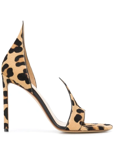 Francesco Russo Leopard Print 120mm Sandals In Brown