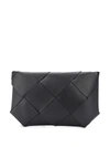 Bottega Veneta Maxi Intreccio Leather Clutch In Black Black Black Go (black)