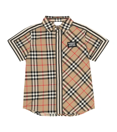 Burberry Kids' Vintage Check Short-sleeved Shirt In Beige