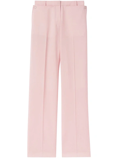 Burberry Pocket Detail Tumbled Wool Tailored Trousers In Pastel Pink