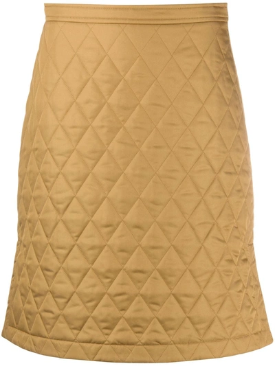 Burberry Quilted High-rise Twill Skirt In Camel