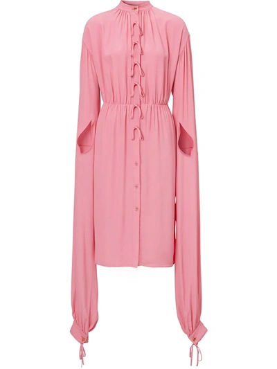 Burberry Loop-back Sleeve Silk Crepe De Ch In Pink