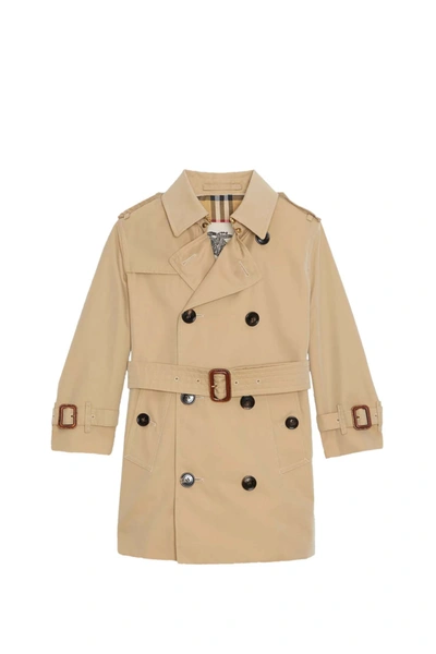 Burberry Kids'  Childrens Cotton Gabardine Trench Coat In Honey