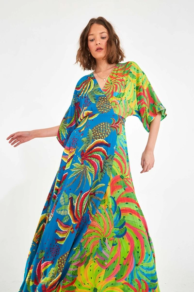 farm rio blue banana dress Blue Spring Bananas Midi Dress  FARM Rio