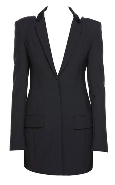 Area Crystal-trimmed Wool-crepe Blazer Dress In Black