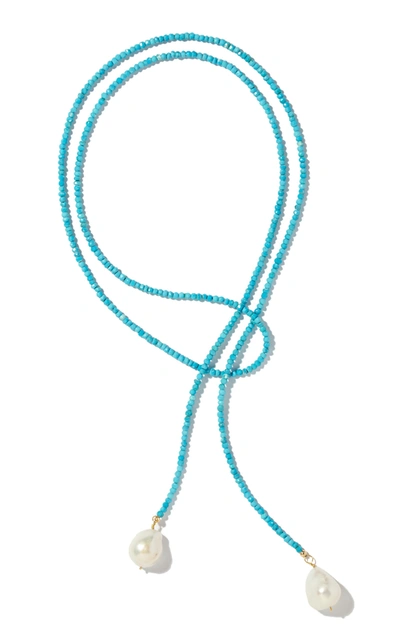 Joie Digiovanni Classic Turquoise; Pearl And Metal Lariat
