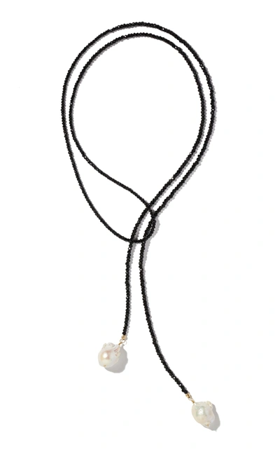 Joie Digiovanni Spinel And Pearl Lariat Necklace In Black
