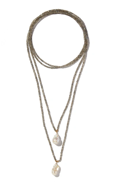 Joie Digiovanni Labradorite And Pearl Lariat Necklace In Grey