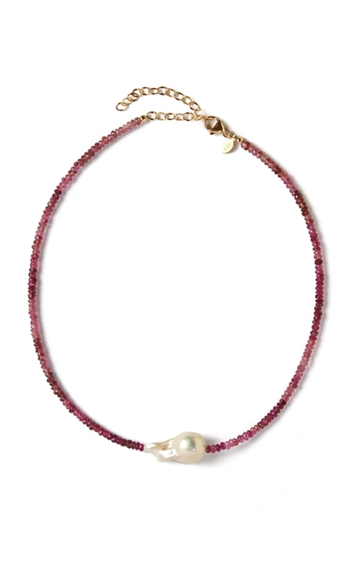 Joie Digiovanni Tourmaline And Pearl Necklace In Pink