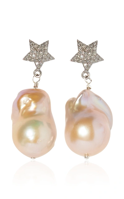 Joie Digiovanni Diamond And Pearl Drop Earrings In Pink