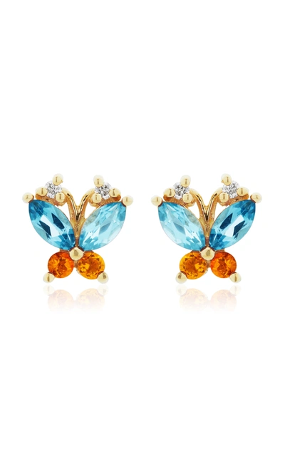 Joie Digiovanni Butterfly Topaz; Citrine And Diamond 14k Gold Earrings In Multi