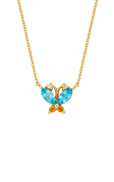 Joie Digiovanni Butterfly Topaz; Citrine And Diamond 14k Gold Necklace In Multi