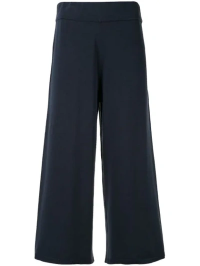 Vince Cropped Cotton-blend Wide-leg Trousers In Blue