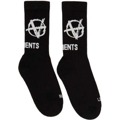 Vetements Black Anarchy Logo Socks