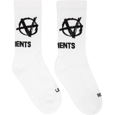 Vetements White Anarchy Logo Socks