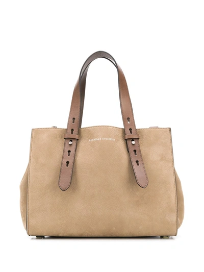 Brunello Cucinelli Logo Stamp Tote Bag In Brown