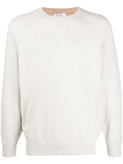 Brunello Cucinelli Crew Neck Sweatshirt In Neutrals