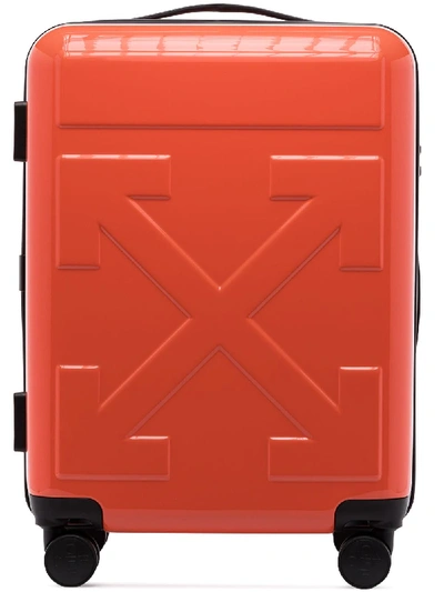 Off-white Embossed Trolley Suitcase In Red