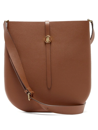 Burberry 'besace' Monogram Clasp Leather Crossbody Bag In Brown