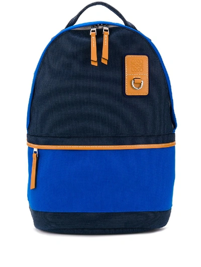 Loewe Leather-trimmed Canvas Backpack In Blue