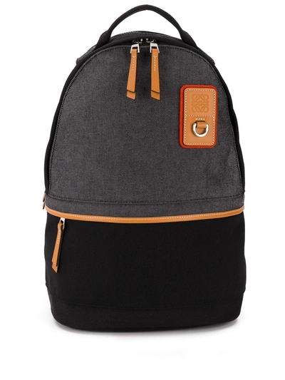 Loewe Leather-trimmed Canvas Backpack In Grey,black,brown