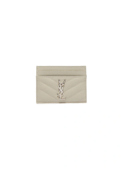 Saint Laurent Monogram Leather Cardholder In White