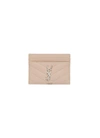 Saint Laurent Monogram Quilted Grained Leather Cardholder In Pink