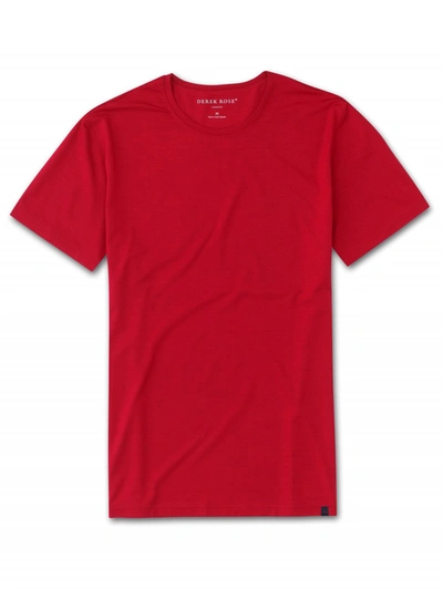 Derek Rose Basel Crewneck Stretch-modal T-shirt In Red