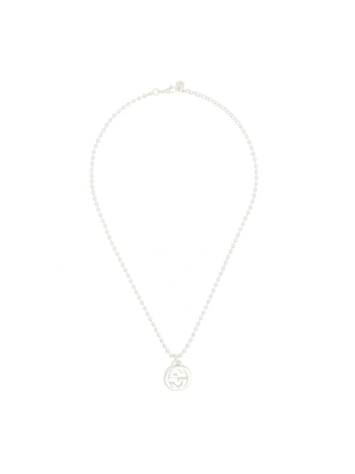 Gucci Sterling Silver Gg Pendant Necklace